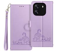 Étui pour Blackview Wave 6C Motif Chat Clapet Portefeuille et Support Lavande