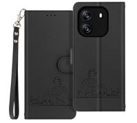 Étui pour Blackview Wave 6C Motif Chat Clapet Portefeuille et Support Noir