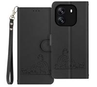 Étui Pour Blackview Wave 6c Motif Chat Clapet Portefeuille Et Support Noir