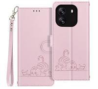 Étui pour Blackview Wave 6C Motif Chat Clapet Portefeuille et Support Rose clair