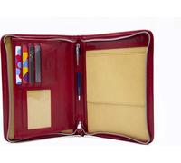 Étui pour bloc-notes - RESTEQ - Noda - Cuir italien - Rouge - A5 - Zippé