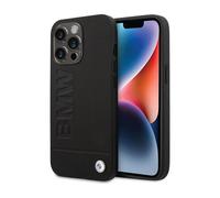 Étui pour BMW iPhone 14 Pro Max, noir - cuir Hot Stamp MagSafe