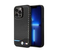 Étui pour BMW iPhone 14 Pro Max, Noir - M Polyuréthane Carbon Blue Line
