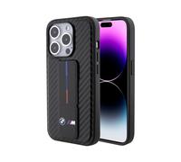 Étui pour BMW iPhone 15 Pro, noir - Grip Stand Smooth & Carbon