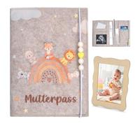 Étui pour carnet de maternité en feutre avec cadre photo en bois, étui de protection pour carnet de maternité pour l'Allemagne, organisateur de grossesse, cadeau pour les futures mamans