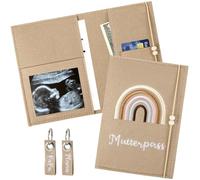 Étui pour carnet de maternité en feutre avec compartiments - Image échographique, carnet de vaccination et chaîne d'assurance - Parfait pour les femmes enceintes et les futures mères - Joli cadeau