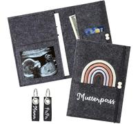 Étui pour carnet de maternité en feutre avec compartiments - Image échographique, carnet de vaccination et chaîne d'assurance - Parfait pour les femmes enceintes et les futures mères - Joli cadeau