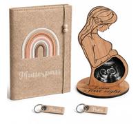 Étui pour carnet de maternité en feutre avec porte-clés et cadre photo à | Kit de rappel de grossesse pour future maman, avec protection pour carnet de maternité et rangement de documents pour