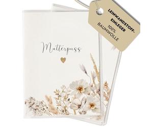 Étui pour carnet de maternité en toile de qualité supérieure - Cadeau de grossesse et d'accouchement - Compartiment pour photos à ultrasons - Élégant et durable (LUCY)