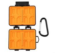 Étui pour carte mémoire 24 emplacements pour cartes SD TF SIM - Résistant aux chocs - Coque rigide avec mousqueton pour appareil photo DJI pour insta360 - 11,2 x 7,3 cm