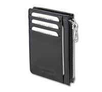Étui pour cartes 100 % cuir, protection RFID, mini portefeuille pour cartes, billets et pièces de monnaie, en cuir véritable, étui pour homme et femme
