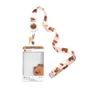 Étui pour cartes de dessin animé et cordon de serrage, étui de protection pour cartes d'identité avec bobine de badge rétractable et pochette à ressort