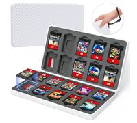 Étui pour Cartes de Jeu Nintendo Switch 2/1, Lite, OLED - Porte-Cartes avec 20 Emplacements pour Jeux et 20 pour Micro SD, Fermeture Magnétique, Coque Rigide et Doublure en Silicone Souple (Blanc)