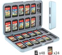 Étui pour Cartes de Jeu pour Nintendo Switch,Boite de Rangement Jeux pour Nintendo Switch,avec 24 Emplacements pour Cartes de Jeu Et 24 Emplacements Our Cartes Micro SD (Sky Blue)