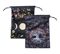 Étui pour cartes de tarot - Velours pour cartes de tarot 18 x 13 cm, porte-tarot à accrocher facilement | Étui de tarot avec motif phases de lune avec cordons, sac pour bouquets de taro, multicolore