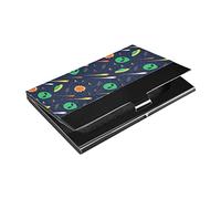 Étui pour cartes de visite en cuir PU et acier inoxydable avec motif d'alien, de comète, d'étoile, de soleil, de guerre et de visite, unisexe