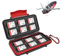Étui pour Cartes Mémoire, 12 Emplacements Résistant à l'eau et aux Chocs pour SD SDHC SDXC Professionnel Porte Carte SD avec Mousqueton- Petit et Portable