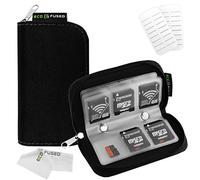 Étui pour Cartes Mémoire Eco-Fused - Convient pour jusqu'à 22x SD, SDHC, Micro SD, Mini SD et 4X CF - Porte-Cartes avec 22 Emplacements (Noir)