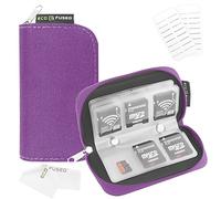 Étui pour Cartes Mémoire Eco-Fused - Convient pour jusqu'à 22x SD, SDHC, Micro SD, Mini SD et 4X CF - Porte-Cartes avec 22 Emplacements (Violet)