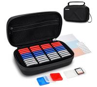 Étui pour cartes SD en EVA PU avec 40 porte-cartes mémoire individuels en plastique pour 40 cartes SD SDXC SDHC, double protection, résistant à l'eau, anti-choc, étui de transport pour cartes SD avec