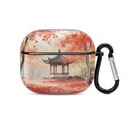 Étui pour casque Bluetooth Ancient Pavillon dans la forêt d'érable - Coque imprimée antichoc en polycarbonate - Couverture complète compatible avec le chargement sans fil et les Airpods (3e génération