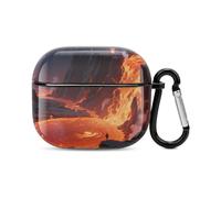 Étui pour casque Bluetooth Fiery Canyon imprimé coque rigide antichoc en polycarbonate couverture complète compatible avec le chargement sans fil et les Airpods (3e génération) avec boucle de sécurité