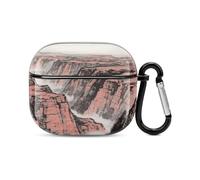 Étui pour casque Bluetooth Grand Canyon - Motif grès rouge - Coque rigide résistante aux chocs - Couverture complète compatible avec le chargement sans fil et les Airpods (3e génération) avec boucle