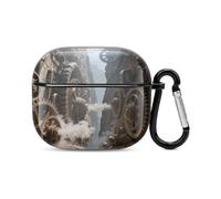 Étui pour casque Bluetooth mécanique imprimé Canyon - Coque rigide antichoc en polycarbonate - Couverture complète compatible avec le chargement sans fil et les Airpods (3e génération) avec boucle de