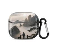 Étui pour casque Bluetooth Strange Rocks And Sea of Clouds imprimé coque antichoc PC rigide couverture complète compatible avec le chargement sans fil et Airpods (3e génération) avec boucle de