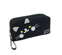 Étui pour Chat 2 Pièces, Grand Double Compartiment, Classification De Stockage Claire, Fermeture À Glissière Lisse Et Accès Facile, Adapté À L'École, Au Bureau Et Aux Voyages (Noir).