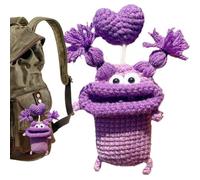 Étui pour clé rétractable de dessin animé - 8,9 x 10,9 cm, grande bouche de saucisse, support fait à la main, sac personnalisé amusant avec fil doux | Protection de voiture légère et cousue à