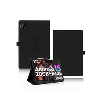 Étui pour DOOGEE TAB A9+ 11 Pouces, yystao PU Cuir Housse de Protection Compatible avec DOOGEE TAB A9+ - Dragonne Design Full Wrap Texture Peau Noir