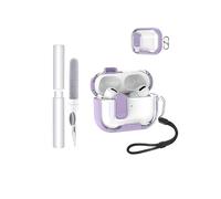 Étui pour écouteurs Apple AirPods Pro 3 / Pro3 Earbuds, toergy souple TPU+PC transparent, avec fonction support, étanche, résistant aux chocs, facile à porter, avec cordon & porte-clés & kit de