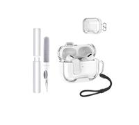 Étui pour écouteurs Apple AirPods Pro 3 / Pro3, toergy housse souple TPU+PC transparente, avec fonction support, étanche, résistant aux chocs, facile à porter, avec cordon & porte-clés & kit de