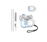 Étui pour écouteurs Apple AirPods Pro 3 / Pro3, toergy housse souple TPU+PC transparente, avec fonction support, étanche, résistant aux chocs, facile à porter, avec cordon & porte-clés & kit de