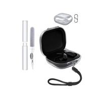 Étui pour écouteurs Beats Powerbeats Fit, toergy souple, en TPU transparent, imperméable, résistant aux chocs, anti-rayures, facile à transporter, avec cordon, porte-clés et kit de nettoyage (noir