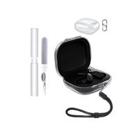 Étui pour écouteurs Beats Powerbeats Fit, toergy souple, en TPU transparent, imperméable, résistant aux chocs, anti-rayures, facile à transporter, avec cordon, porte-clés et kit de nettoyage (rose