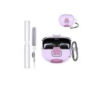 Étui pour écouteurs Bose ultra ouverts, en TPU souple, toergy souple, imperméable, résistant aux chocs, facile à transporter, avec cordon, porte-clés et kit de nettoyage (violet transparent)