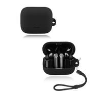 Étui pour écouteurs EarFun Air Pro 4+, en silicone souple, compatible avec EarFun Air pro 4+, avec cordon tour de cou, anti-poussière, anti-chocs et durable, noir
