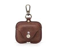 Étui pour écouteurs en Cuir véritable Crazy Horse Compatible avec AirPods Pro, étui de Voyage pour écouteurs en Cuir Durable et Souple avec Porte-clés