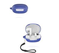 Étui pour écouteurs QCY AilyBuds E20, coque de protection en silicone souple yystao compatible avec QCY AilyBuds E20, avec cordon tour de cou, anti-poussière, anti-chocs et durable, bleu