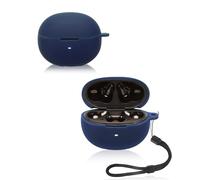 Étui pour écouteurs QCY MeloBuds N70, coque de protection en silicone souple yystao compatible avec QCY MeloBuds N70, avec cordon tour de cou, anti-poussière, anti-chocs et durable, bleu