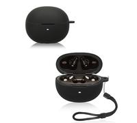 Étui pour écouteurs QCY MeloBuds N70, coque de protection en silicone souple yystao compatible avec QCY MeloBuds N70, avec cordon tour de cou, anti-poussière, anti-chocs et durable, noir