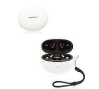 Étui pour écouteurs QCY MeloBuds N70, coque de protection en silicone souple yystao compatible avec QCY MeloBuds N70, avec cordon tour de cou, anti-poussière, anti-chocs et durable, blanc