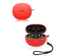 Étui pour écouteurs QCY MeloBuds N70, coque de protection en silicone souple yystao compatible avec QCY MeloBuds N70, avec cordon tour de cou, anti-poussière, anti-chocs et durable, rouge