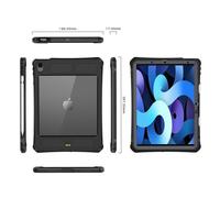 Étui Pour Étanche Ipad Air 6e 11 Pouces 2024 M2 5e 2022 4e Génération 2020 10.9 Pouces Ip68 Protection D'écran Intégrée Support Corps Entier Robuste Antichoc Ip68 Imperméable - Noir