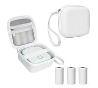 Étui pour étiqueteuse compatible avec Memoking T02, étui pour mini imprimante Phomemo M02 avec 3 rouleaux de papier adhésif thermique (50 mm x 3,5 m), support de rangement portable pour papier