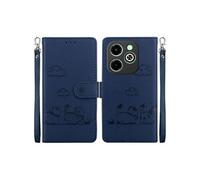 Etui Pour Flip Infinix Hot 40i RFID Chat Porte-fente Pour Carte, Portefeuille En Cuir FOXDOCK Bleu