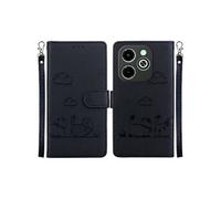 Etui Pour Flip Infinix Hot 40i RFID Chat Porte-fente Pour Carte, Portefeuille En Cuir FOXDOCK Noir