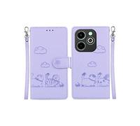 Etui Pour Flip Infinix Hot 40i RFID Chat Porte-fente Pour Carte, Portefeuille En Cuir FOXDOCK Violet